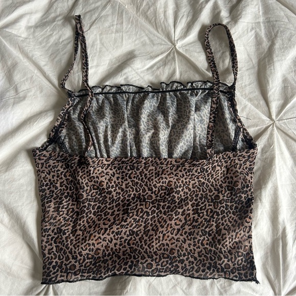 3/$20 Shein Cheetah Mesh  Rauche Top - Picture 2 of 4